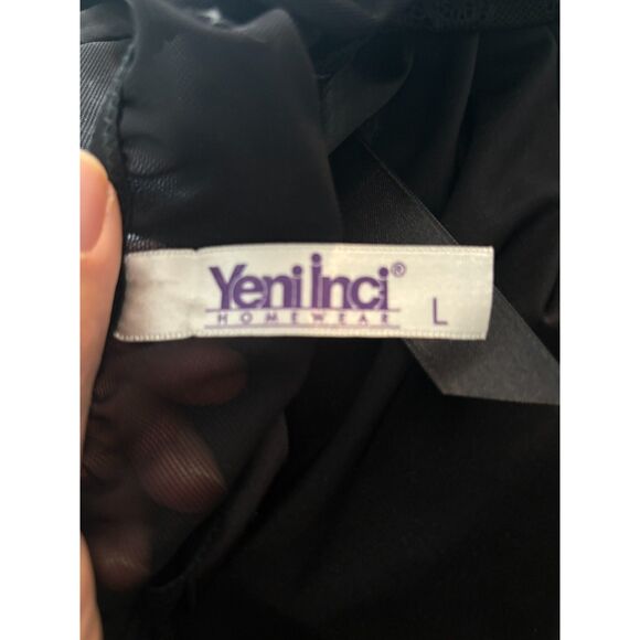 Yeni Inci Homewear Black Lace Sheer Lingerie Nightgown Size Large - Picture 7 of 12